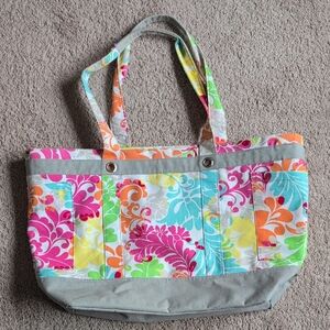 Thirty-One Island Damask Canvas Tote Bag